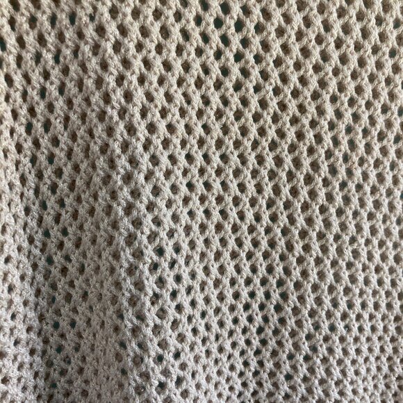 CHICO'S Black Label Sweater Sz 2 Gold Open Mesh Knit Tunic Length Long Sleeve - Picture 7 of 9